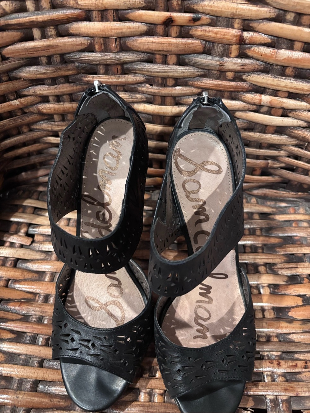 Sam Edelman Black Laser-Cut Ankle-Strap Stiletto Heels in size 10 - Picture 13 of 13